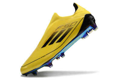 Men's Adidas F50 Elite Laceless FG Football Boots - Yellow/Black/Gold