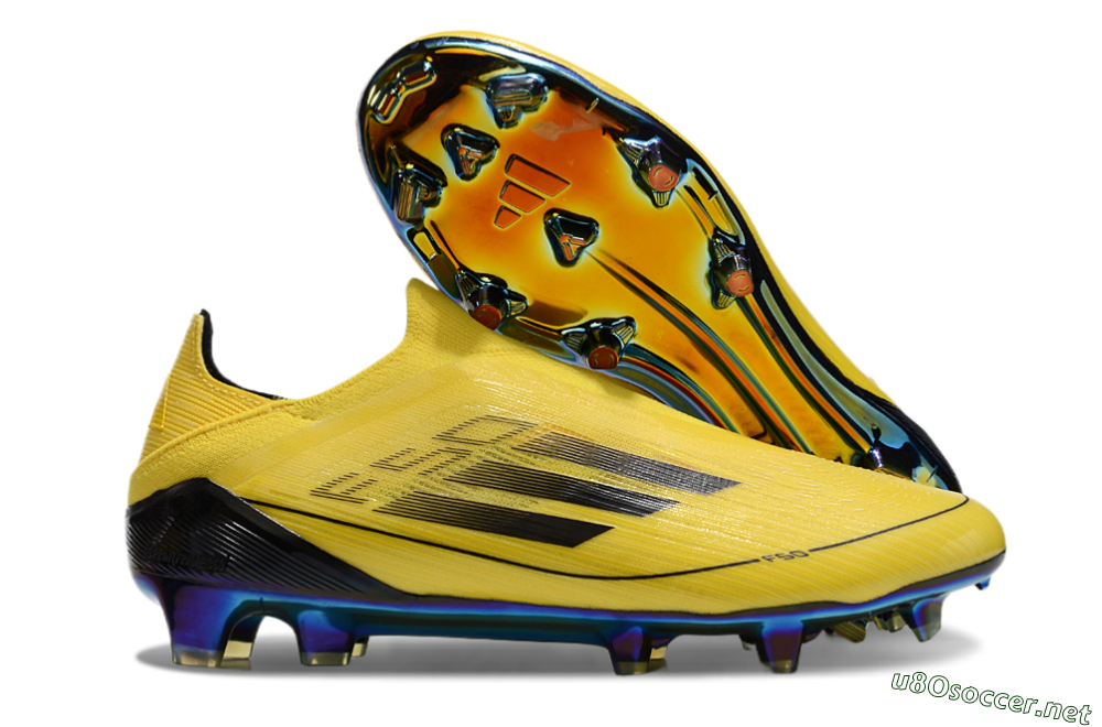 Men's Adidas F50 Elite Laceless FG Football Boots - Yellow/Black/Gold 2