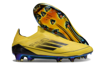 Men's Adidas F50 Elite Laceless FG Football Boots - Yellow/Black/Gold