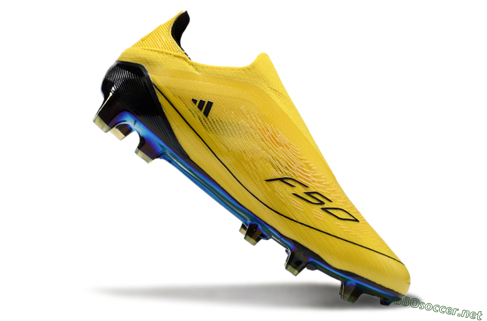Men's Adidas F50 Elite Laceless FG Football Boots - Yellow/Black/Gold 4
