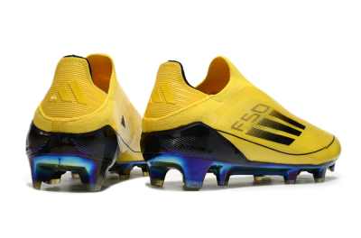 Men's Adidas F50 Elite Laceless FG Football Boots - Yellow/Black/Gold