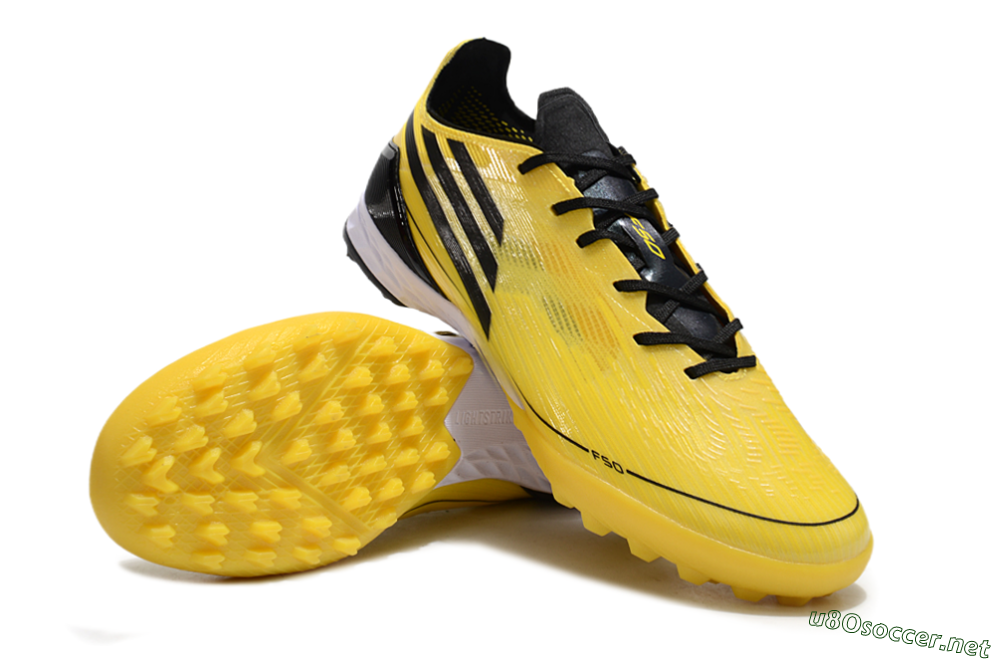 Men's Adidas F50 Pro TF Football Shoes - Yellow/Black/White 3