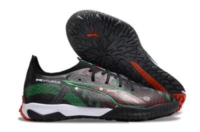 Men's Puma Ultra Ultimate TF Football Shoes - Black/Red/Green
