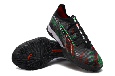 Men's Puma Ultra Ultimate TF Football Shoes - Black/Red/Green