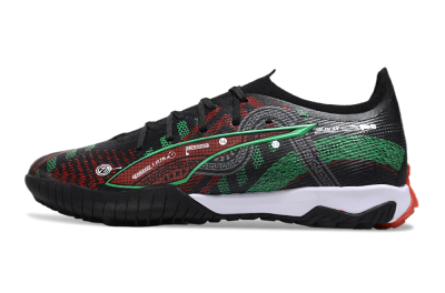 Men's Puma Ultra Ultimate TF Football Shoes - Black/Red/Green