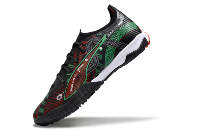 Men's Puma Ultra Ultimate TF Football Shoes - Black/Red/Green