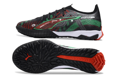 Men's Puma Ultra Ultimate TF Football Shoes - Black/Red/Green