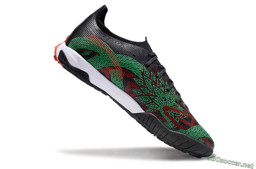 Men's Puma Ultra Ultimate TF Football Shoes - Black/Red/Green 4