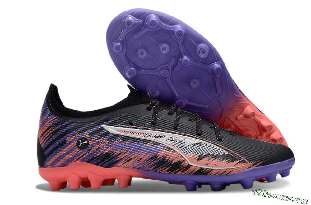 Men's Puma Ultra 5 Ultimate FG Football Boots - Black/Red/Purple 2