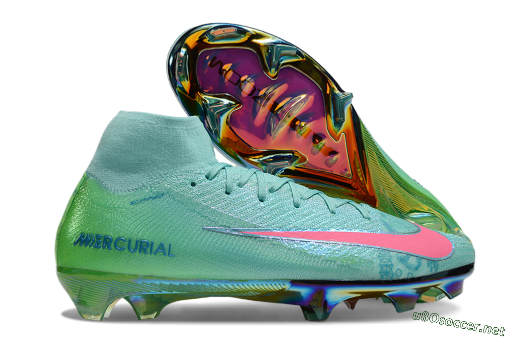 Unisex Nike Air Zoom Mercurial Superfly 10 Elite FG Football Boots - Jade/Pink/Gold 2