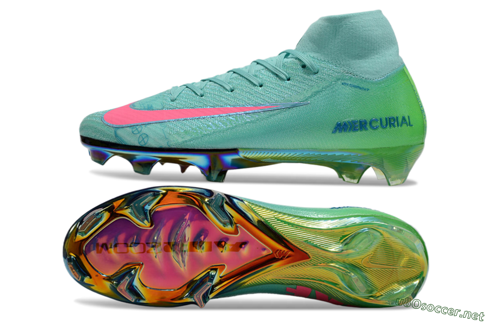 Unisex Nike Air Zoom Mercurial Superfly 10 Elite FG Football Boots - Jade/Pink/Gold 1