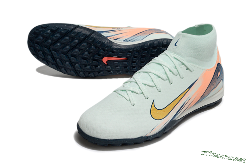 Men's Nike Air Zoom Mercurial Superfly 10 Academy TF Football Shoes - Jade/Gold/Pink 3