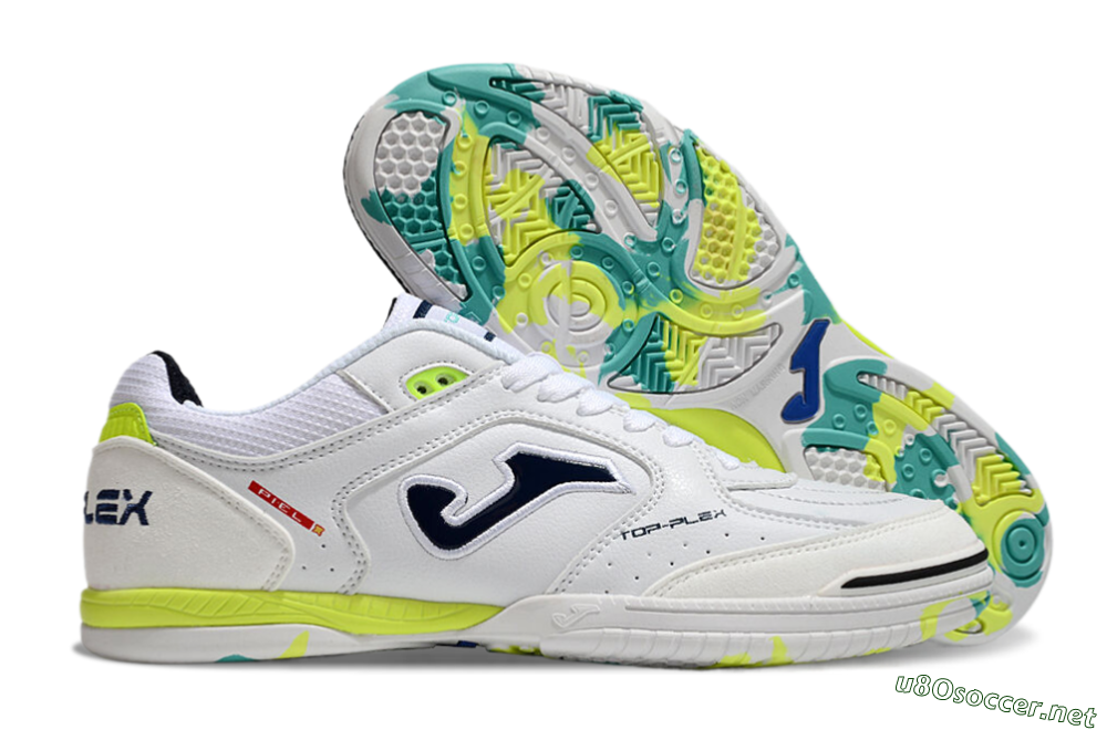 Men's Joma Top Flex IC Football Shoes - White/Black/Yellow 2
