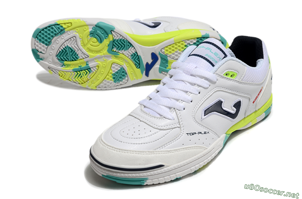 Men's Joma Top Flex IC Football Shoes - White/Black/Yellow 3