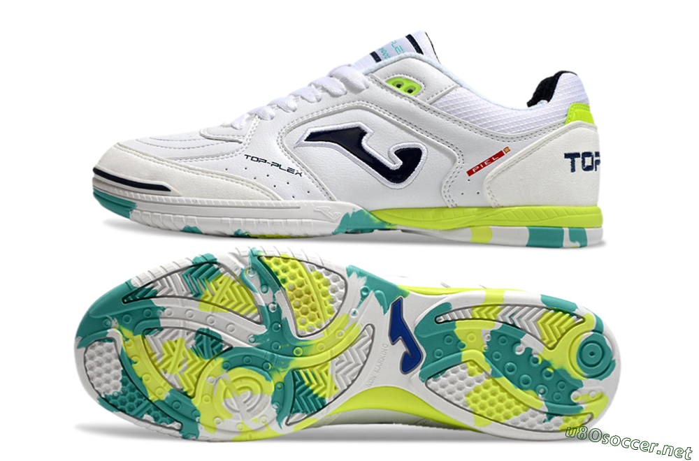 Men's Joma Top Flex IC Football Shoes - White/Black/Yellow 1