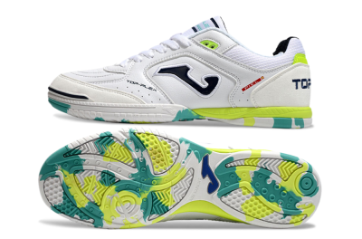 Men's Joma Top Flex IC Football Shoes - White/Black/Yellow