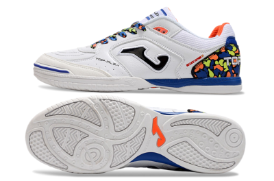 Men's Joma Top Flex IC Football Shoes - White/Black/Blue