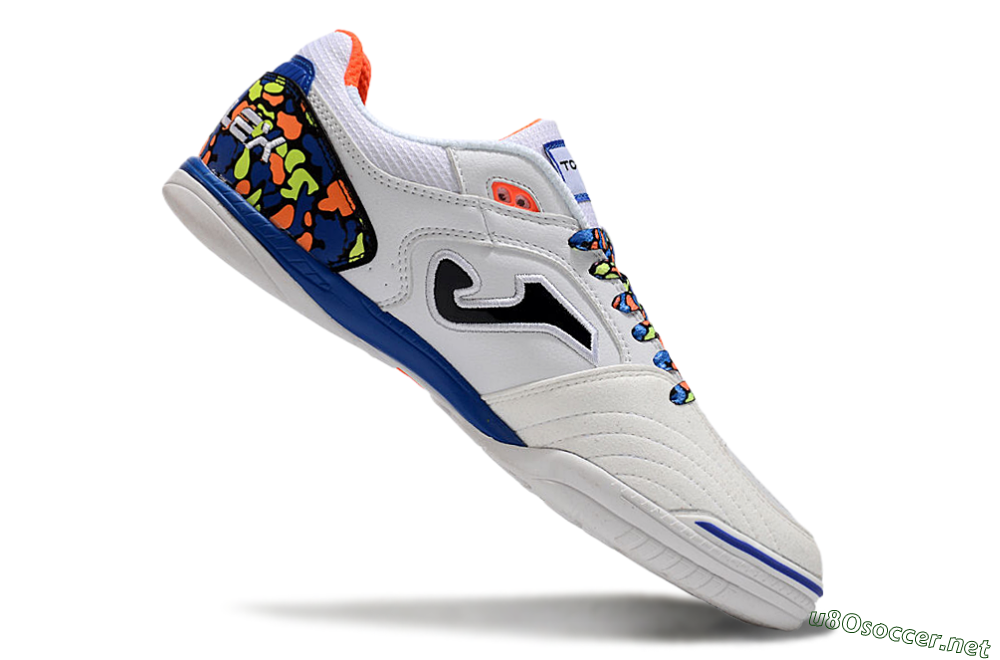Men's Joma Top Flex IC Football Shoes - White/Black/Blue 4