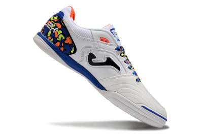 Men's Joma Top Flex IC Football Shoes - White/Black/Blue