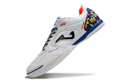 Men's Joma Top Flex IC Football Shoes - White/Black/Blue