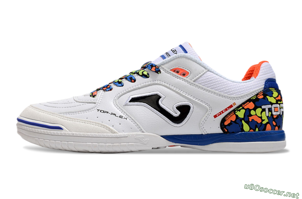 Men's Joma Top Flex IC Football Shoes - White/Black/Blue 0