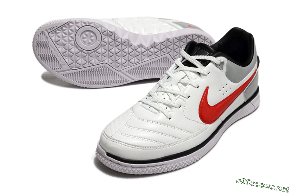 Men's Nike Street Gato IC Football Shoes - White/Red/Silver 3