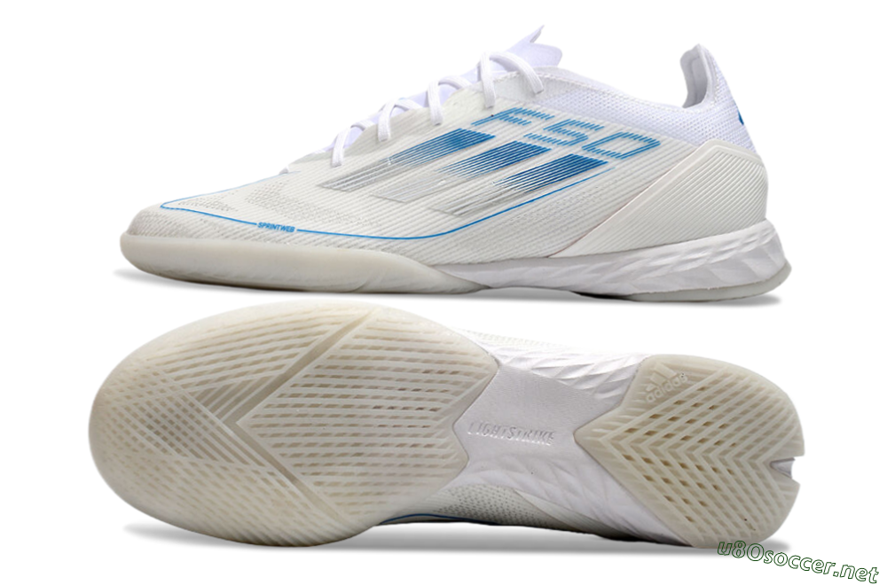 Men's Adidas F50 Pro IC Football Shoes - Beige/Blue/White 1