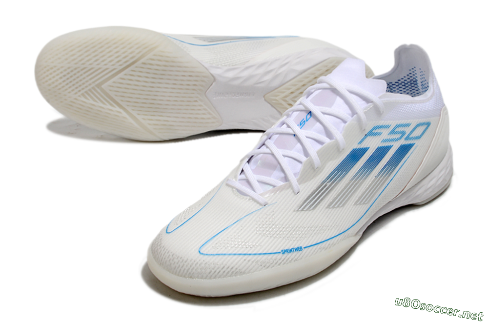 Men's Adidas F50 Pro IC Football Shoes - Beige/Blue/White 3