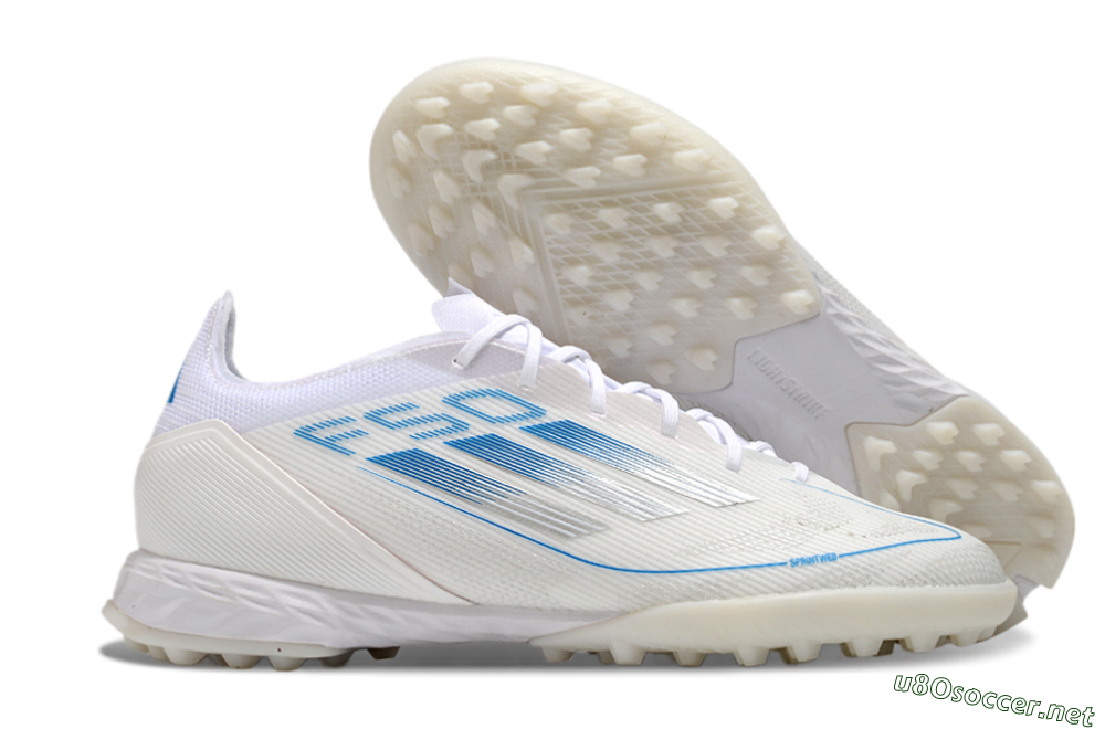 Men's Adidas F50 Pro TF Football Shoes - White/Blue 2
