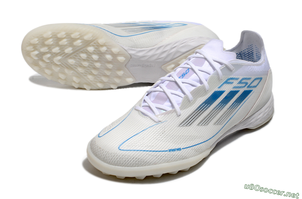 Men's Adidas F50 Pro TF Football Shoes - White/Blue 3