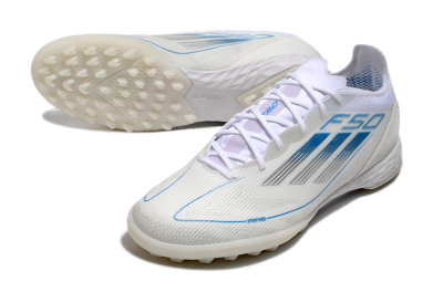 Men's Adidas F50 Pro TF Football Shoes - White/Blue