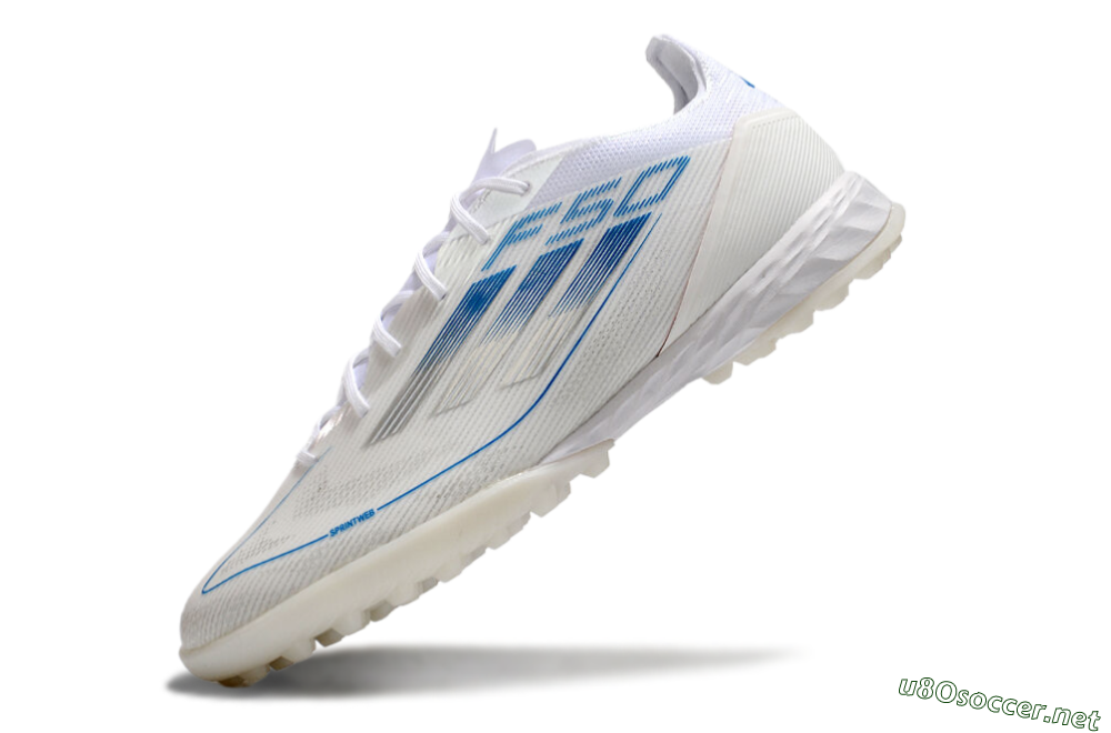 Men's Adidas F50 Pro TF Football Shoes - White/Blue 5