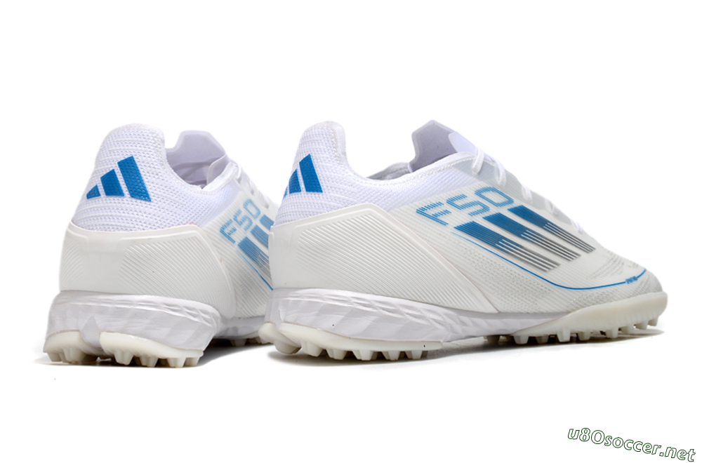 Men's Adidas F50 Pro TF Football Shoes - White/Blue 6