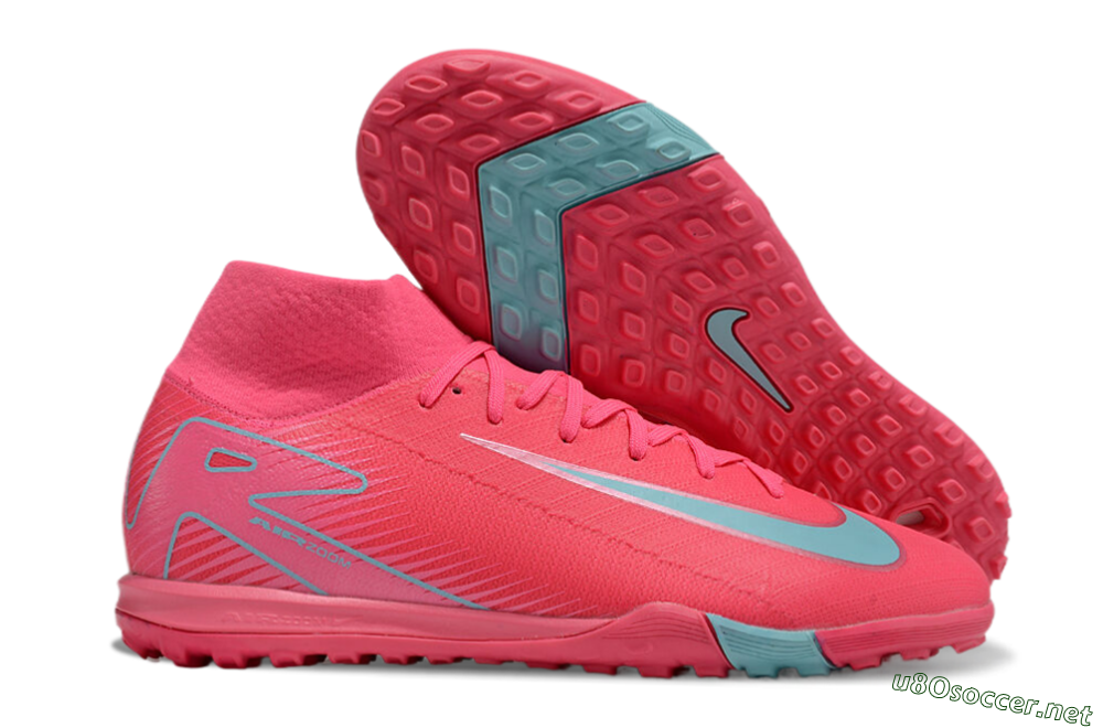 Unisex Nike Air Zoom Mercurial Superfly 10 Elite TF Football Shoes - Red/Jade/White 2