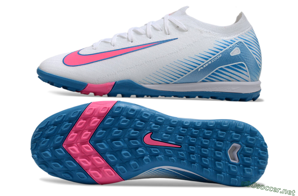 Men's Nike Air Zoom Mercurial Vapor 16 Elite TF Football Shoes - White/Pink/Blue 1