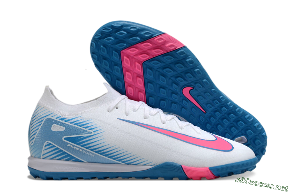 Men's Nike Air Zoom Mercurial Vapor 16 Elite TF Football Shoes - White/Pink/Blue 2