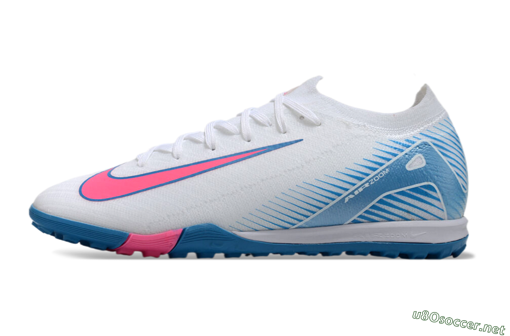 Men's Nike Air Zoom Mercurial Vapor 16 Elite TF Football Shoes - White/Pink/Blue 0