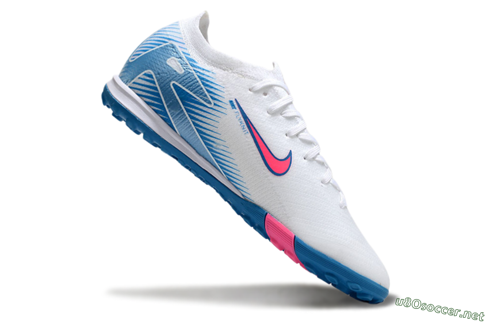 Men's Nike Air Zoom Mercurial Vapor 16 Elite TF Football Shoes - White/Pink/Blue 4