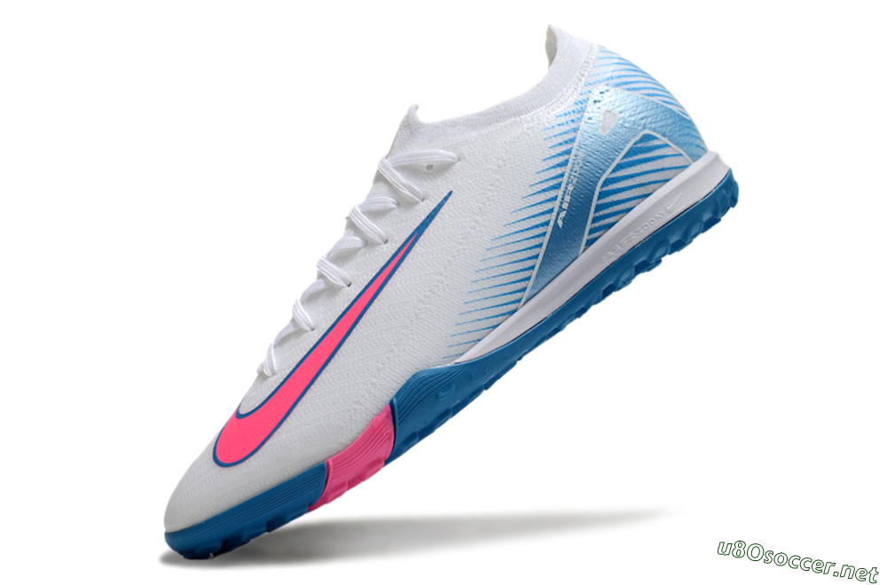 Men's Nike Air Zoom Mercurial Vapor 16 Elite TF Football Shoes - White/Pink/Blue 5