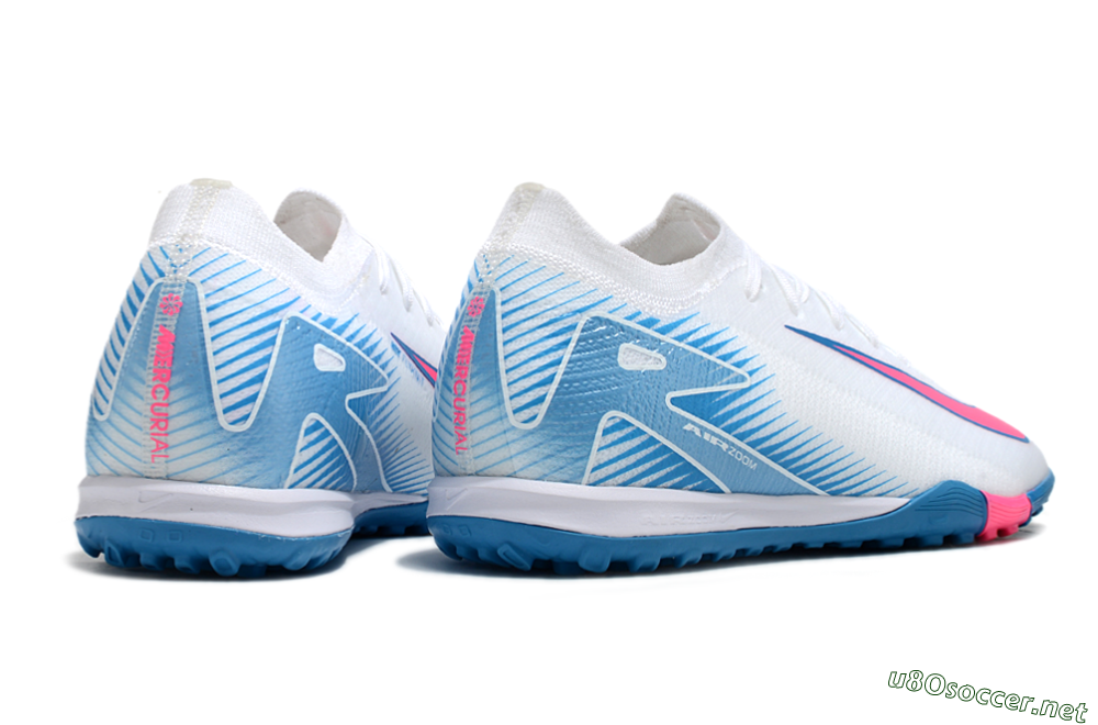 Men's Nike Air Zoom Mercurial Vapor 16 Elite TF Football Shoes - White/Pink/Blue 6