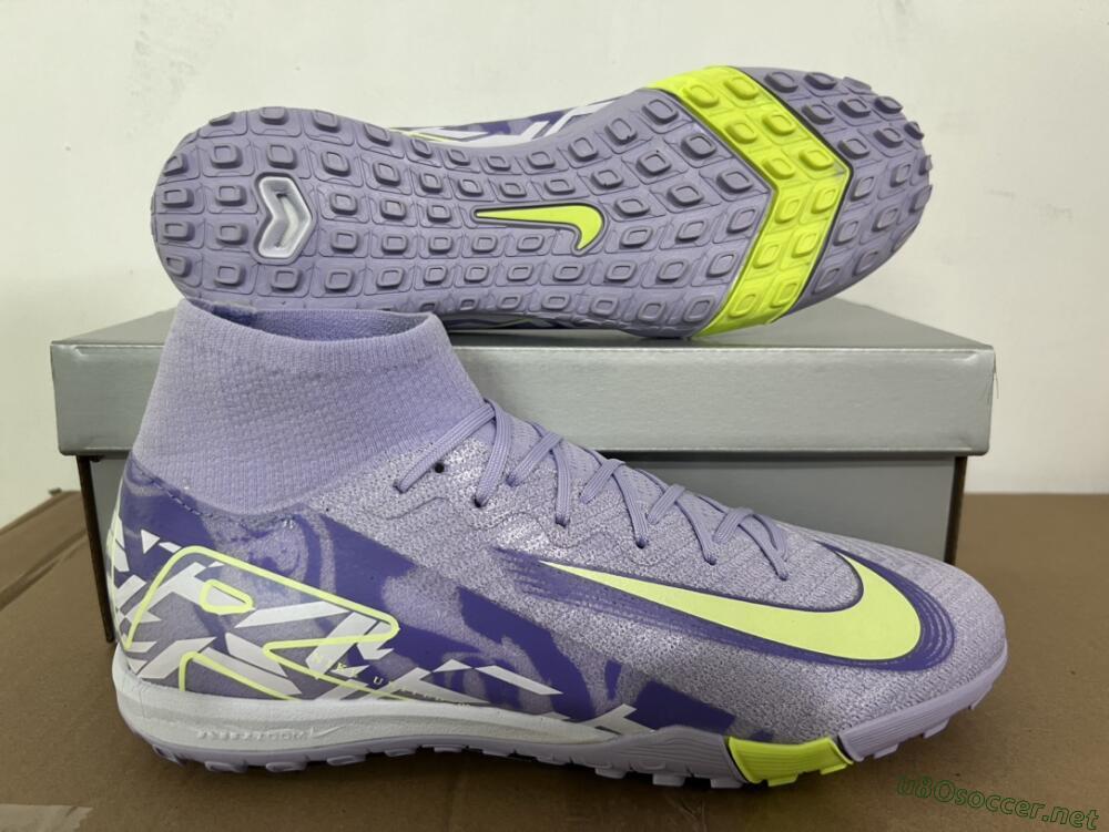Unisex Nike Air Zoom Mercurial Superfly 10 Elite TF Football Shoes - Purple/Yellow/White