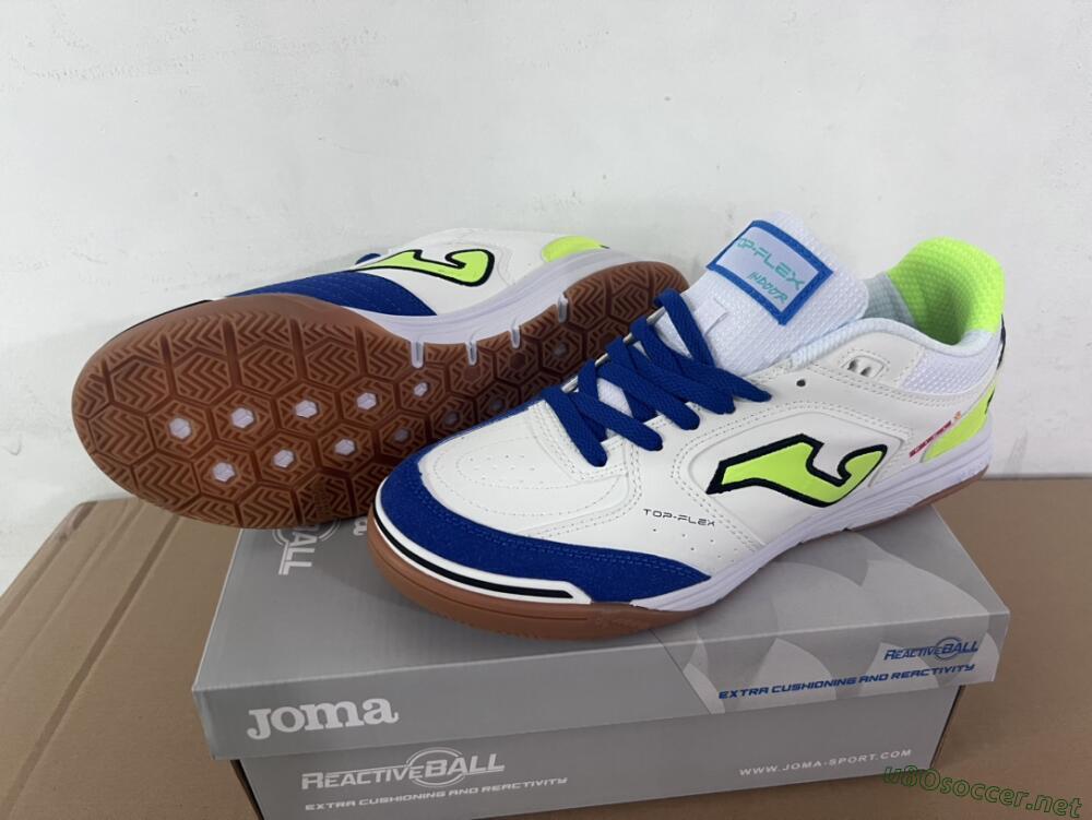 Men's Joma Top Flex 920 IC Football Shoes - White/Blue/Yellow
