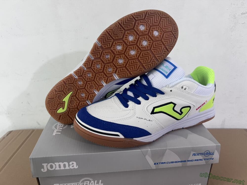 Men's Joma Top Flex 920 IC Football Shoes - White/Blue/Yellow