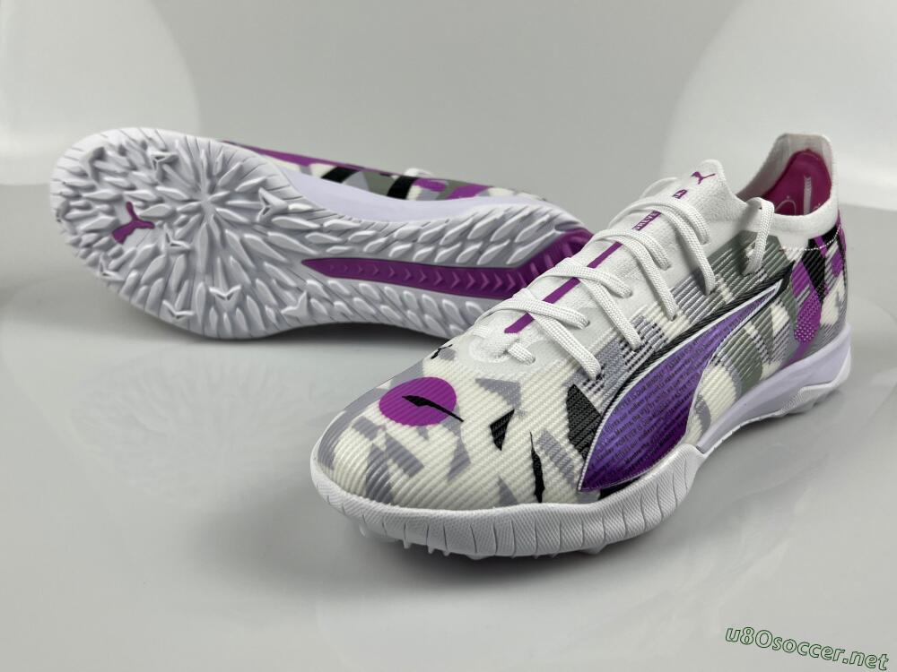 Men's Puma Ultra Ultimate TF Football Shoes - White/Purple/Black