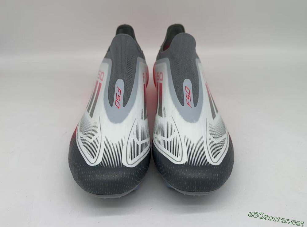 Men's Adidas F50 Elite Laceless FG Football Boots - White/Silver/Red