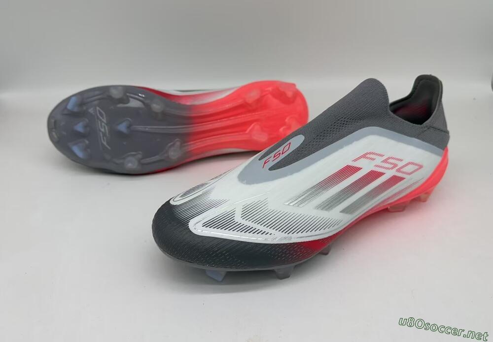 Men's Adidas F50 Elite Laceless FG Football Boots - White/Silver/Red