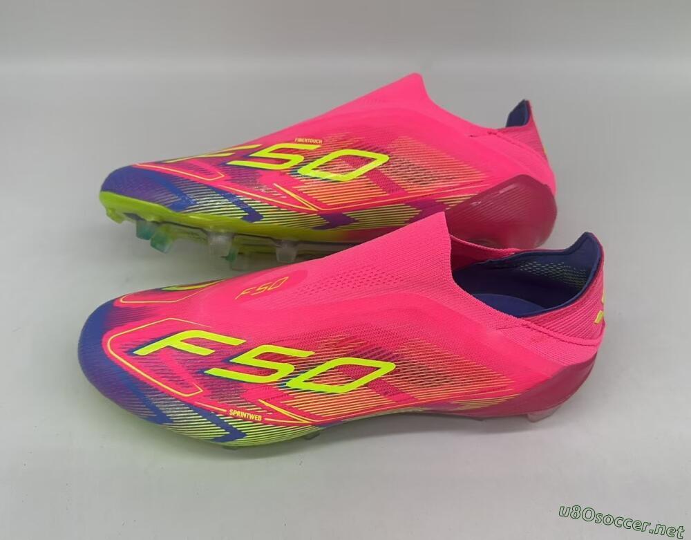 Men's Adidas F50 Elite Laceless FG Football Boots - Red/Yellow/Blue