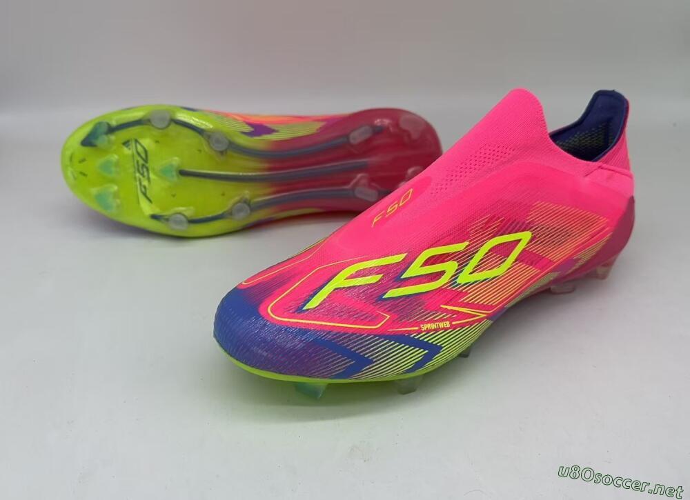 Men's Adidas F50 Elite Laceless FG Football Boots - Red/Yellow/Blue