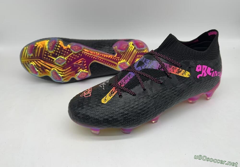 Men's Puma Future Ultimate FG Football Boots - Black/Pink/Yellow