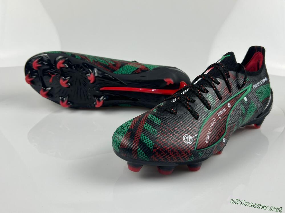 Men's Puma Ultra Ultimate FG Football Boots - Black/Red/Green